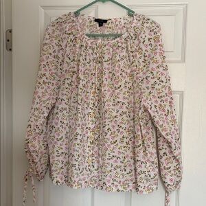 J. Crew Floral Blouse - Pink and Green, XXL